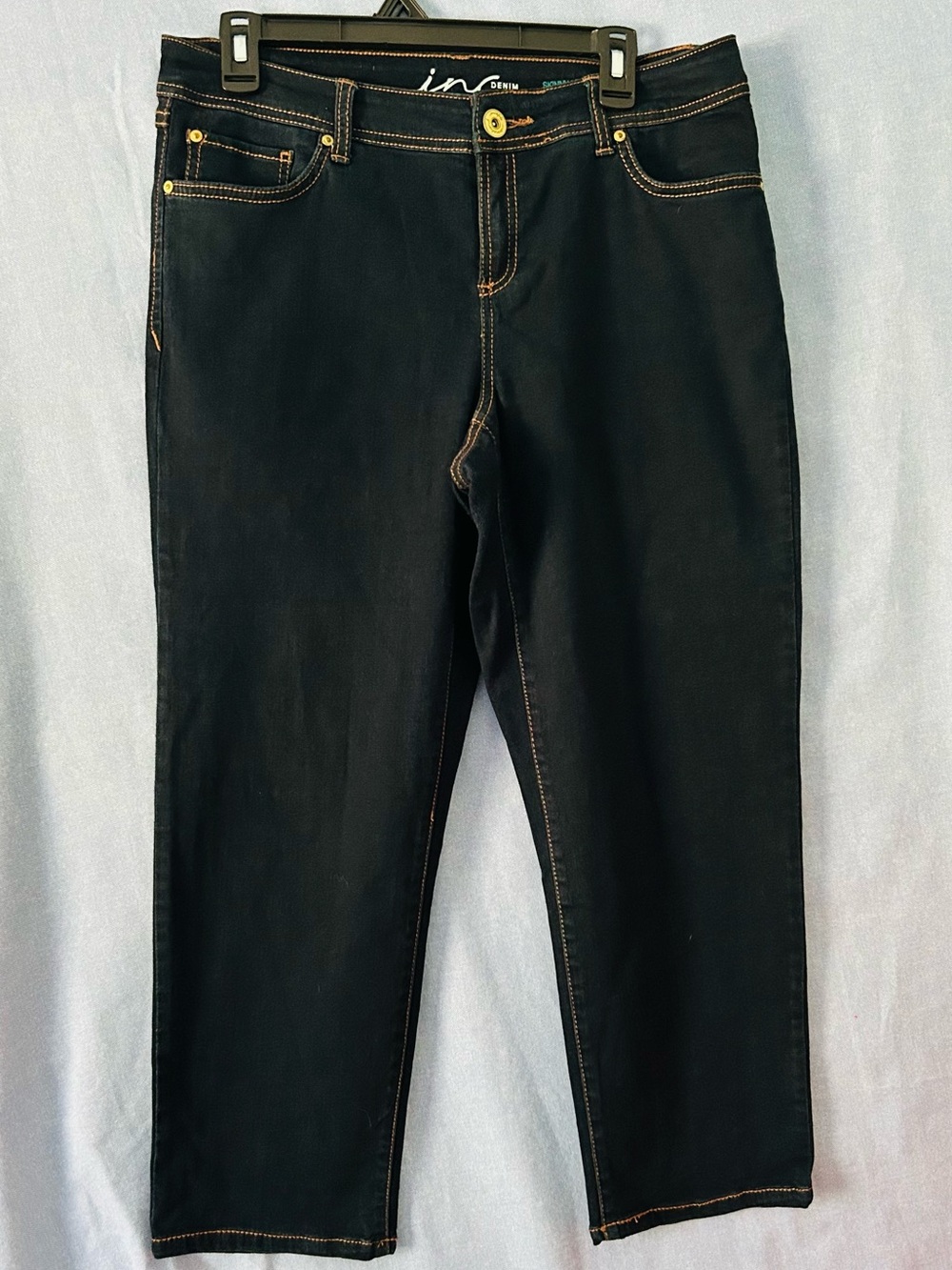 INC Blue Skinny Leg, Curvy Fit cropped Jeans with Contrast Stitch SZ 10